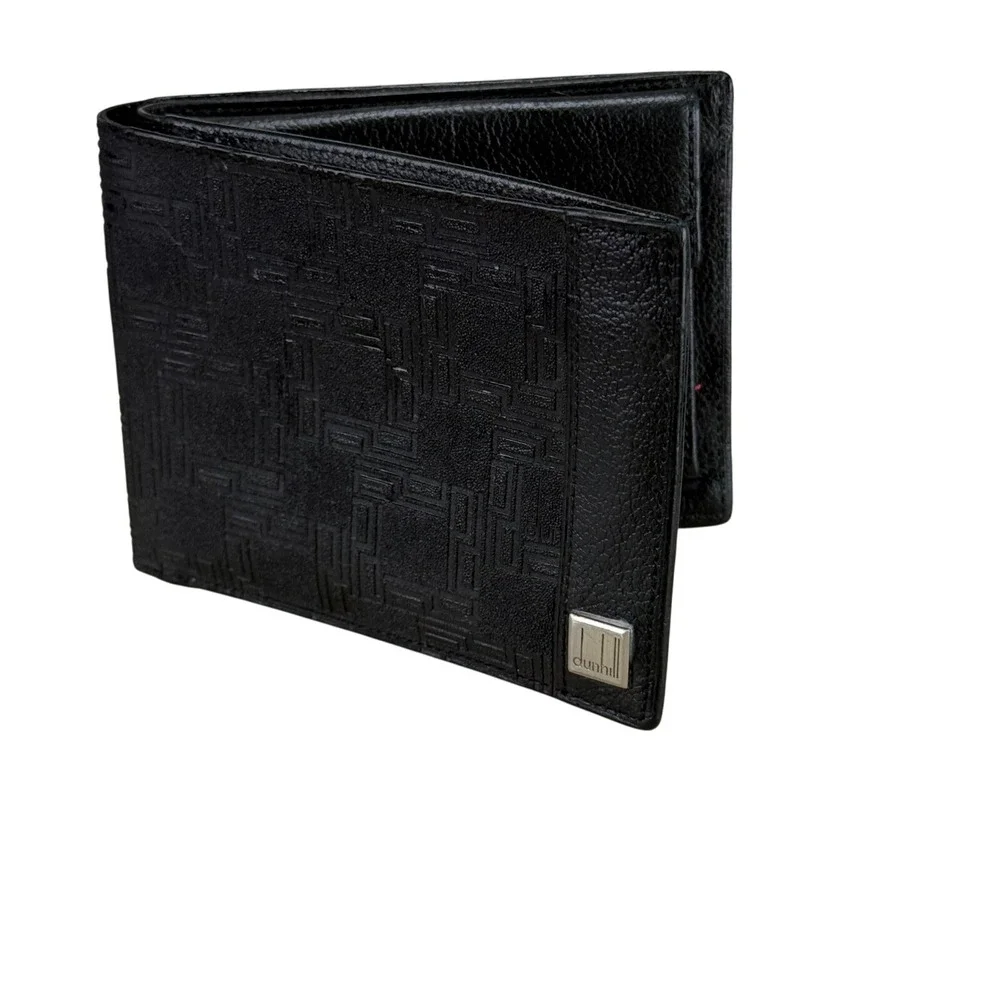 Authentic Dunhill D Eight D8 Black PVC Leather Bifold Wallet - Classic‎ Design!